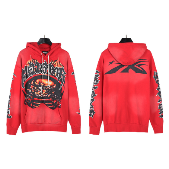 Hellstar Distressed Terry Cloth High Street Retro Hooded Sweatshirt
